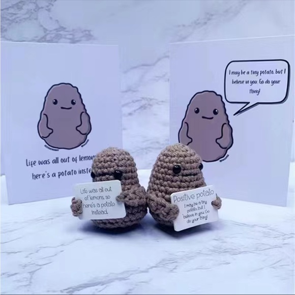 Potato crochet toy cute mini figure inspirational life quote positivity décor - Picture 4 of 10
